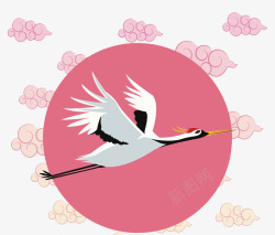 粉色中国风仙鹤矢量图素材