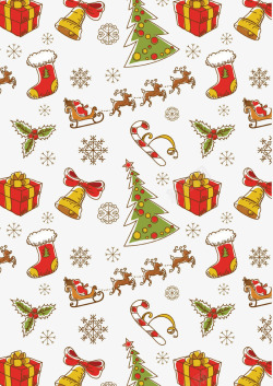 圣诞元素背景低纹麋鹿圣诞树铃铛礼物盒袜子高清图片