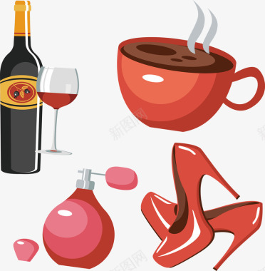 红酒咖啡香水图标图标