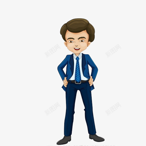 手绘卡通男士西装领带png免抠素材_新图网 https://ixintu.com 免费png素材 男士 蓝色 西装 领带