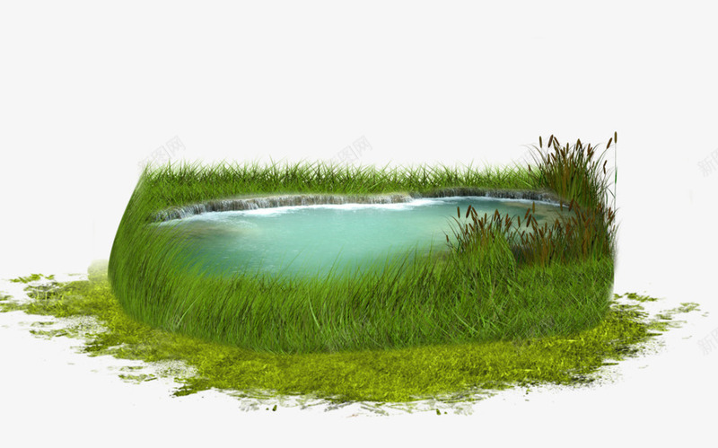 绿草地围成的池塘png免抠素材_新图网 https://ixintu.com 围成 池塘 绿草地