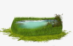 绿草地围成的池塘素材