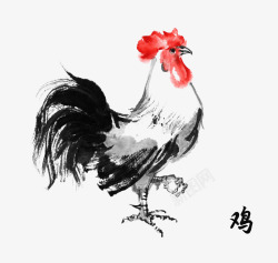 水墨画鸡年图片手绘公鸡高清图片