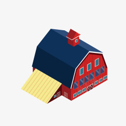 蓝红色小房子模型矢量图素材
