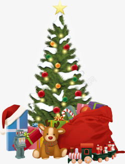 圣诞小树与帽子礼盒矢量图素材