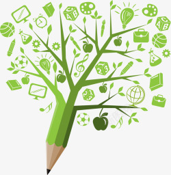 铅笔形状的树科技创意铅笔知识树高清图片