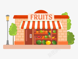 水果店手绘卡通可爱水果店高清图片