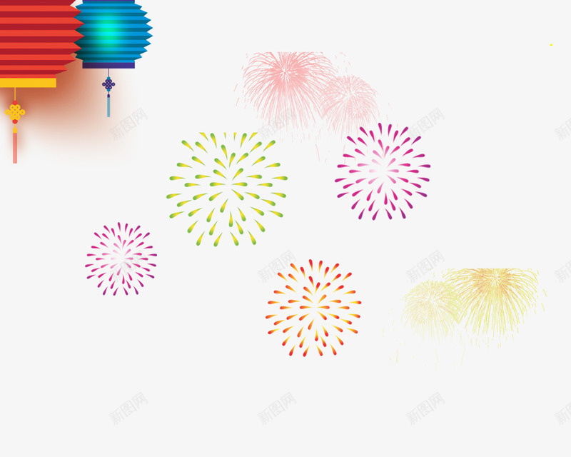 新年年货节烟花灯笼png免抠素材_新图网 https://ixintu.com 年货节 新年 灯笼 烟花