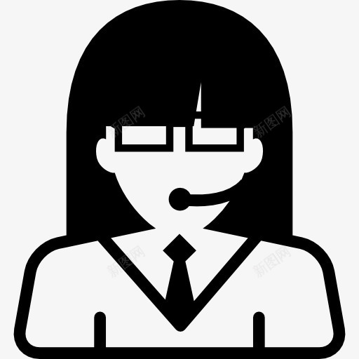 呼叫中心的女孩图标png_新图网 https://ixintu.com 人 女人 客户服务 帮助 电话 眼镜 长头发
