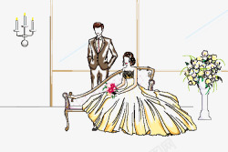 手绘插画婚礼素材