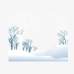 冬天白色雪覆盖树场景素材