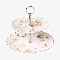 双层盘子欧式双层粉色蛋糕托盘烘焙盘子高清图片