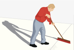 手拿拖把人物插图擦地板的保洁人员高清图片