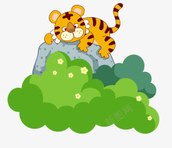 草丛上的大鹏爬在石头上的老虎高清图片