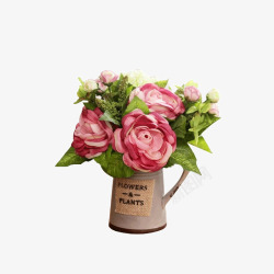 美式家居书桌花瓶玫瑰花套装摆件高清图片
