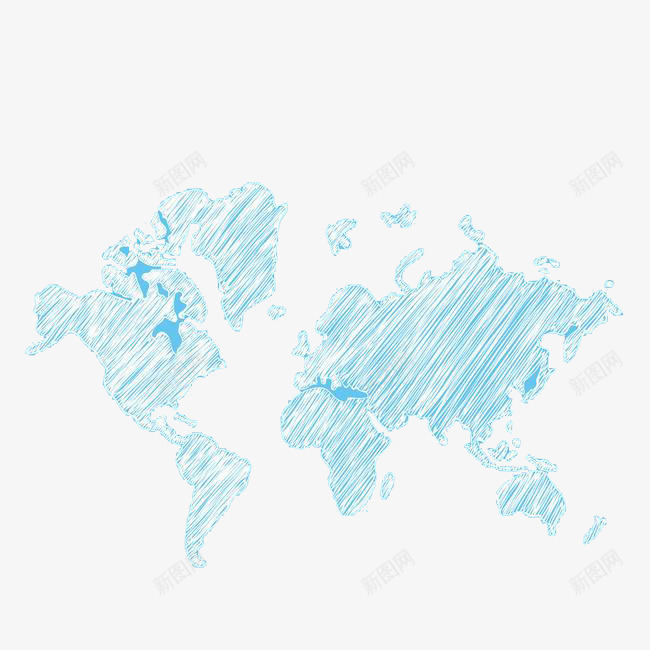 涂鸦地图psd免抠素材_新图网 https://ixintu.com 地图 涂鸦 简约 蓝色