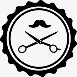 商业循环发廊的徽章用剪刀和胡子图标高清图片