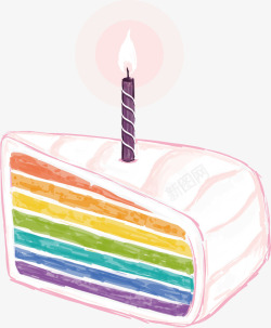 水彩彩虹蛋糕蜡烛手绘矢量图素材