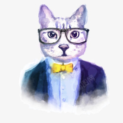 多彩服装手绘水彩彩绘动物猫咪服装矢量图高清图片