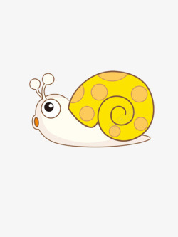 一只橘黄色贝壳的可爱蜗牛素材