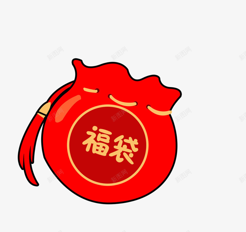 红色喜庆节日福袋png免抠素材_新图网 https://ixintu.com 喜庆 字体 福袋 红色 绳结 艺术 节日 设计