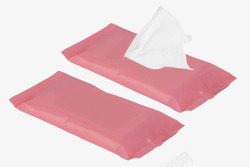 两包两包粉红色塑料包装的湿纸巾实物高清图片