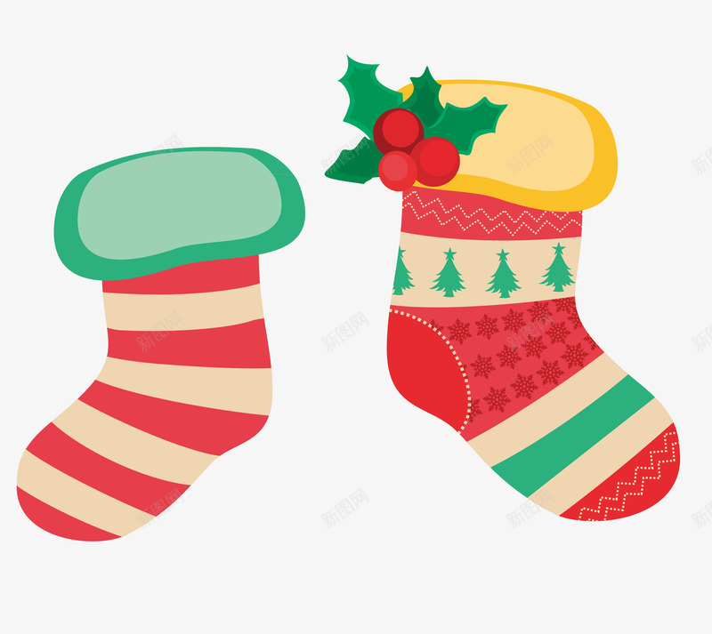 圣诞袜子矢量图ai免抠素材_新图网 https://ixintu.com 卡通童趣 圣诞 圣诞节元素 礼物 袜子 矢量图