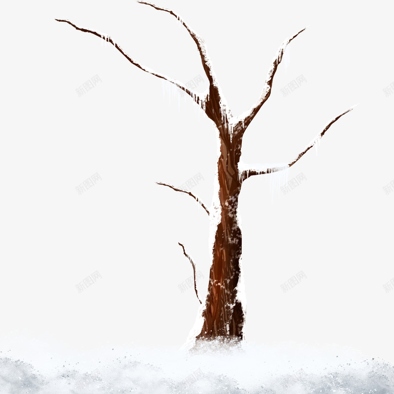雪地里的枯树png免抠素材_新图网 https://ixintu.com 下雪 冬天 冬季树枝 冰雪 枝头 树枝 雪压枝头