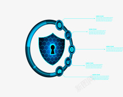 安全防护盾手绘网络安全插画装饰矢量图高清图片