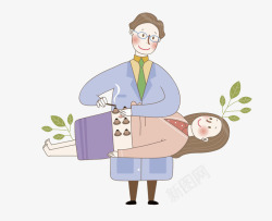 卡通拔罐的女人图素材