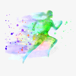 绿色装饰生物logo奔跑的跑步的人剪影高清图片