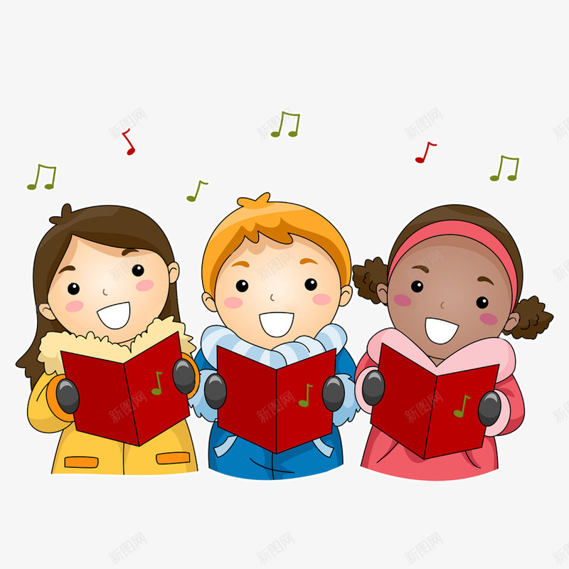 卡通女孩们合唱png免抠素材_新图网 https://ixintu.com 冬天 卡通 合唱 唱歌 女孩 孩子 孩子唱歌 欢笑 男女合唱 节目 表演 音符