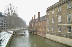 康桥剑桥大学的冬天高清图片