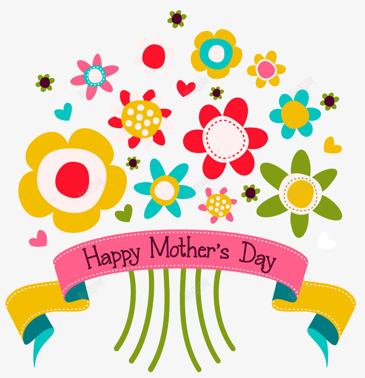 卡通母亲节花卉贺卡png免抠素材_新图网 https://ixintu.com day happy mothers 丝带 彩带 母亲节 母亲节卡 花卉 花朵 贺卡