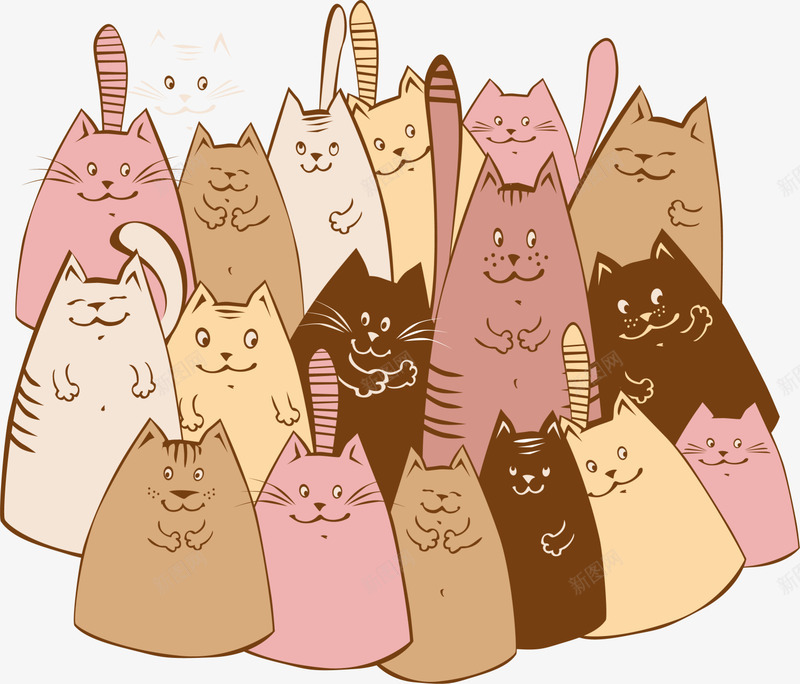 一群可爱猫咪png免抠素材_新图网 https://ixintu.com 一群猫咪 卡通猫咪 可爱猫咪 呆萌猫咪 开心 笑容