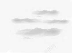 手绘的山顶云雾山川高清图片