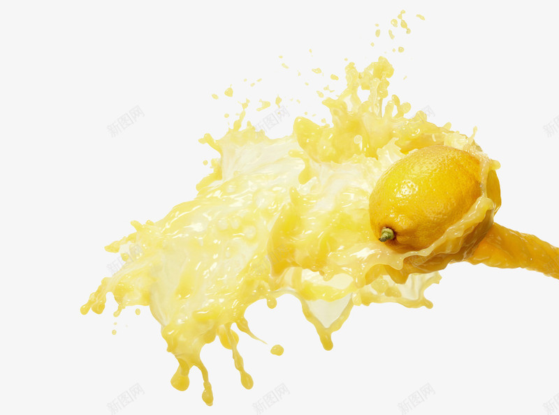 喷溅果汁的柠檬png免抠素材_新图网 https://ixintu.com 果汁 柠檬 酸的 黄色