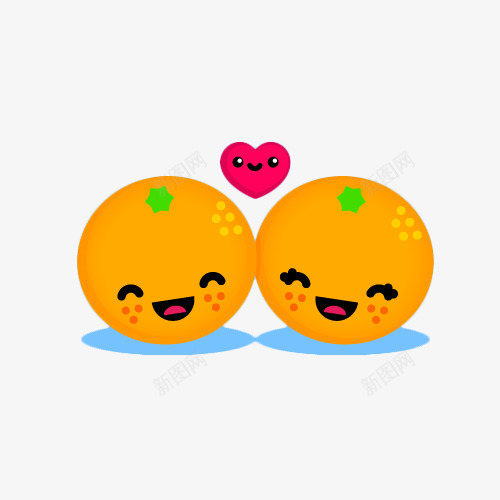 两只可爱的卡通香橙png免抠素材_新图网 https://ixintu.com 卡通 微笑 插图 插画 桔子 橘子 橘子小人 橙子 爱心 香橙 香橙卡通