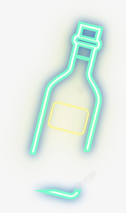 绿色霓虹灯绿色酒瓶灯光高清图片