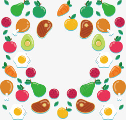 食材花纹美味水果蔬菜花纹矢量图高清图片