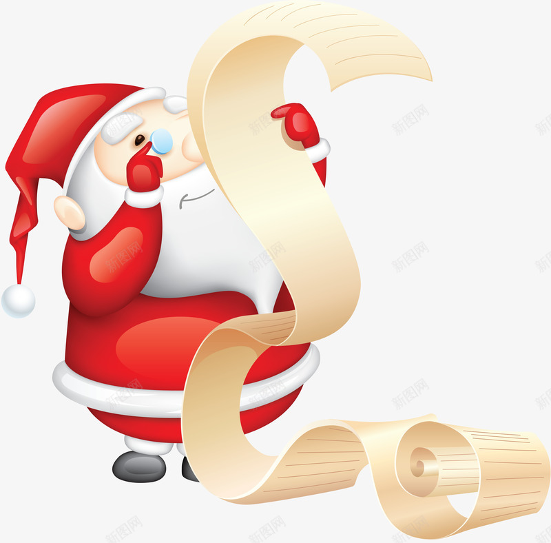卡通圣诞老人和礼物清单png免抠素材_新图网 https://ixintu.com 冬季 圣诞 圣诞老人 圣诞节 礼物