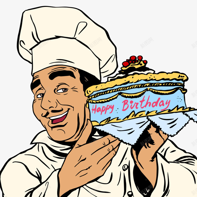 捧着蛋糕的糕点师矢量图eps免抠素材_新图网 https://ixintu.com 人物 人物插画 卡通人物 插画 糕点师 蛋糕 矢量图