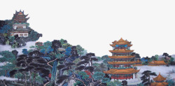 中国艺术特色中国写实风格长轴画黄鹤楼高清图片