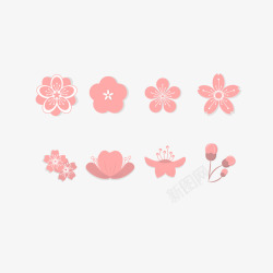 粉色茶朵粉色淡雅腊梅花朵矢量图高清图片
