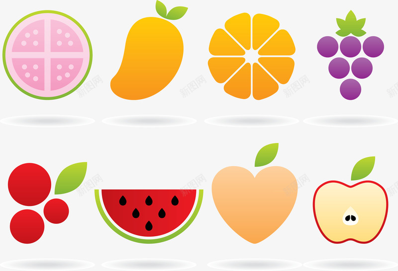 水果标识图标png_新图网 https://ixintu.com 图标 圆形 好吃 樱桃 橘子 水果 点缀 简笔 芒果 苹果 草莓 葡萄 装饰 西瓜