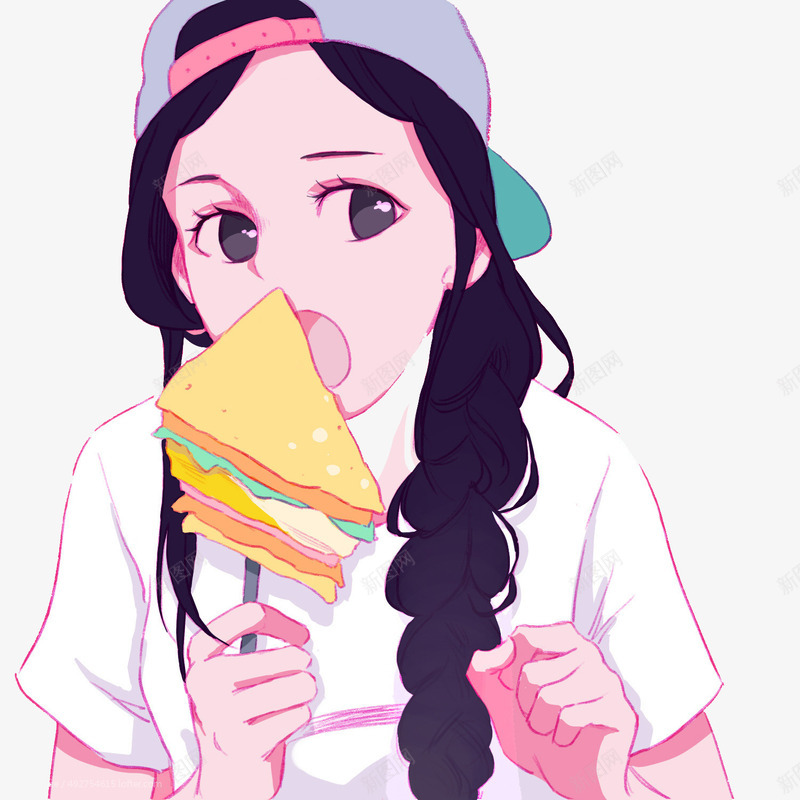 吃蛋糕的女孩png免抠素材_新图网 https://ixintu.com 卡通画 卡通素材 吃蛋糕的女孩 扁平素材 扁平风格