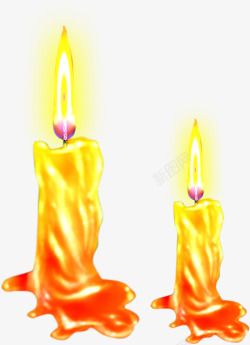 黄色放光立体卡通蜡烛燃烧效果素材