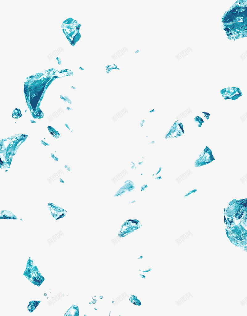 蓝色冰块碎片漂浮png免抠素材_新图网 https://ixintu.com 免抠PNG 冰块 漂浮素材 碎片 蓝色
