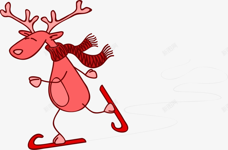 卡通滑雪麋鹿png免抠素材_新图网 https://ixintu.com winter 冬天 冬季 卡通麋鹿 圣诞节 寒冬 滑雪麋鹿