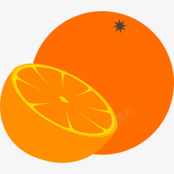 矢量水果橘子卡通香橙和半个橙子高清图片